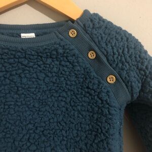 PL Baby by Petit Lem Blue Fleece Sweater with Buttons
